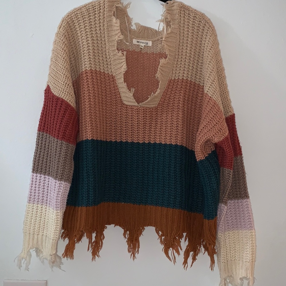 Miracle Fall Frayed Sweater